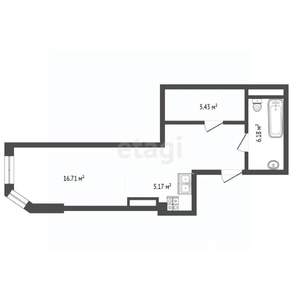 Студия квартира, вторичка, 41м2, 15/16 этаж