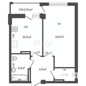 1-к квартира, вторичка, 38м2, 5/9 этаж