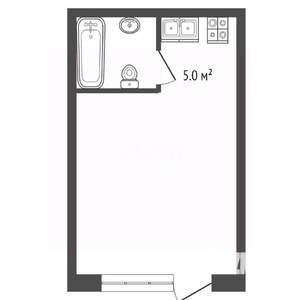 Студия квартира, вторичка, 38м2, 1/6 этаж