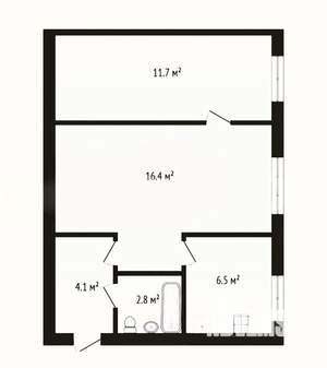 2-к квартира, вторичка, 43м2, 1/5 этаж