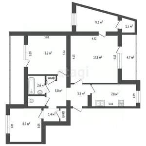 4-к квартира, вторичка, 79м2, 7/9 этаж