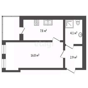 1-к квартира, вторичка, 30м2, 4/5 этаж