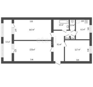 3-к квартира, вторичка, 74м2, 1/2 этаж