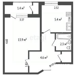 1-к квартира, вторичка, 30м2, 5/5 этаж