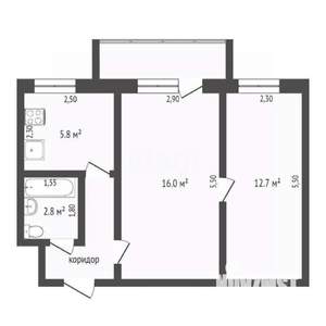2-к квартира, вторичка, 45м2, 2/5 этаж