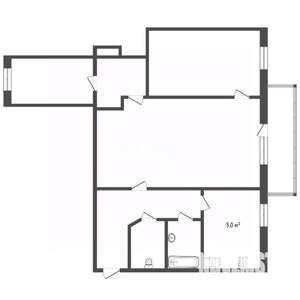 3-к квартира, вторичка, 60м2, 1/5 этаж