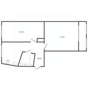 2-к квартира, вторичка, 42м2, 1/5 этаж