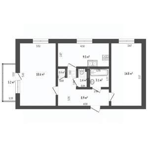 2-к квартира, вторичка, 60м2, 4/5 этаж