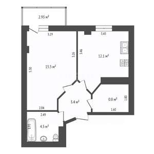 1-к квартира, сданный дом, 38м2, 2/10 этаж