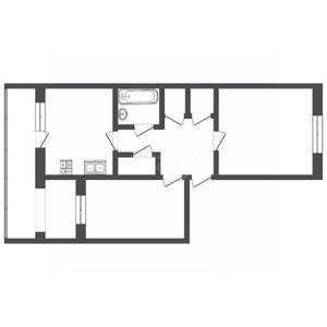 2-к квартира, вторичка, 53м2, 1/5 этаж