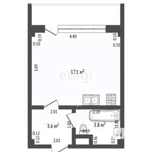 1-к квартира, вторичка, 25м2, 1/3 этаж