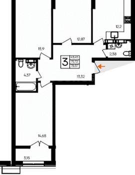 3-к квартира, вторичка, 79м2, 5/9 этаж