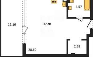 Студия квартира, вторичка, 48м2, 1/5 этаж