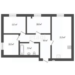 3-к квартира, вторичка, 70м2, 7/11 этаж