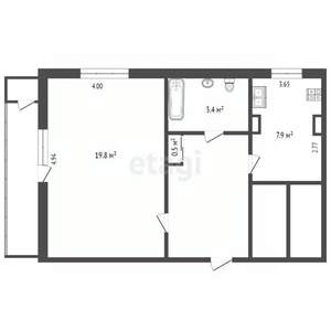 1-к квартира, вторичка, 38м2, 8/9 этаж