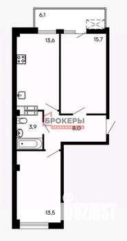 2-к квартира, вторичка, 61м2, 9/9 этаж