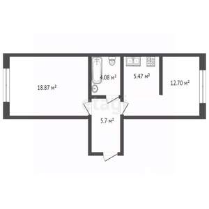 2-к квартира, вторичка, 47м2, 4/13 этаж