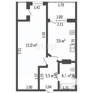 1-к квартира, вторичка, 37м2, 7/11 этаж