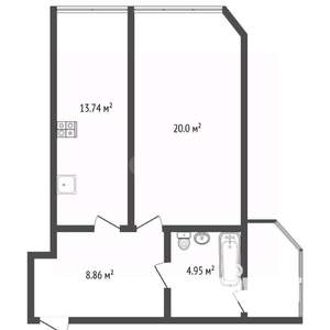 1-к квартира, вторичка, 47м2, 7/11 этаж