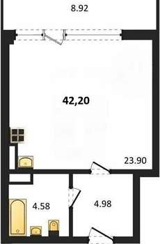 Студия квартира, вторичка, 42м2, 2/5 этаж