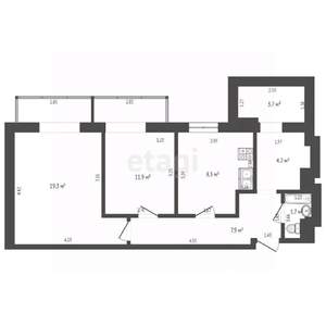 2-к квартира, вторичка, 57м2, 3/4 этаж