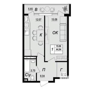 1-к квартира, вторичка, 45м2, 10/10 этаж