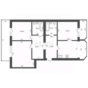 3-к квартира, вторичка, 83м2, 1/5 этаж