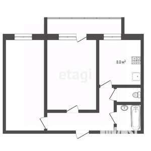 2-к квартира, вторичка, 53м2, 5/5 этаж