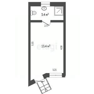 Студия квартира, вторичка, 17м2, 1/2 этаж