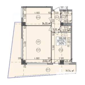 3-к квартира, строящийся дом, 105м2, 4/9 этаж