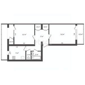 2-к квартира, вторичка, 55м2, 5/5 этаж