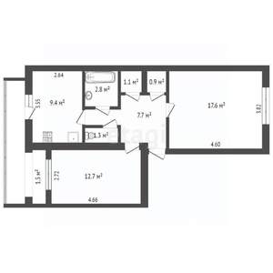 2-к квартира, вторичка, 57м2, 5/5 этаж