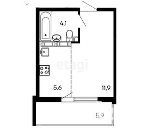 Студия квартира, вторичка, 24м2, 5/8 этаж