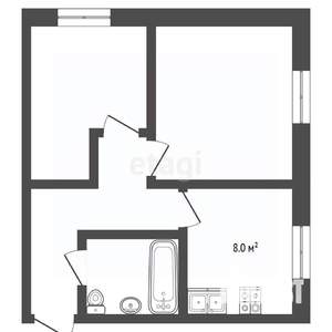 2-к квартира, вторичка, 55м2, 1/2 этаж