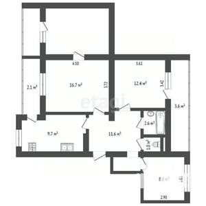 4-к квартира, вторичка, 76м2, 1/10 этаж