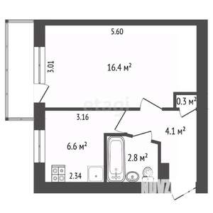 1-к квартира, вторичка, 30м2, 4/5 этаж