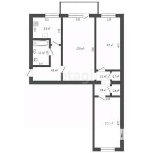 3-к квартира, вторичка, 55м2, 4/5 этаж