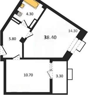 1-к квартира, вторичка, 38м2, 8/8 этаж