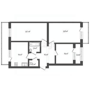 3-к квартира, вторичка, 69м2, 1/5 этаж