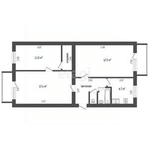 3-к квартира, вторичка, 60м2, 5/5 этаж