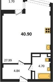 Студия квартира, вторичка, 41м2, 5/5 этаж
