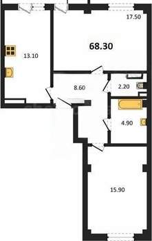 2-к квартира, вторичка, 68м2, 4/9 этаж