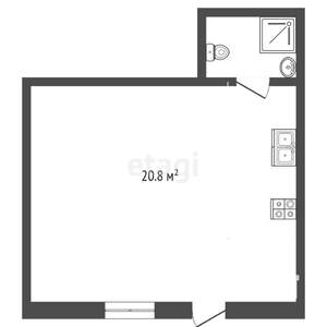 Студия квартира, вторичка, 21м2, 1/1 этаж