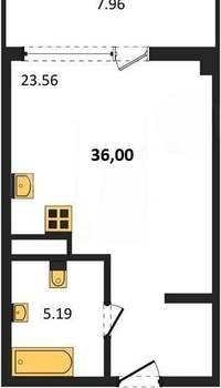 Студия квартира, вторичка, 36м2, 1/5 этаж