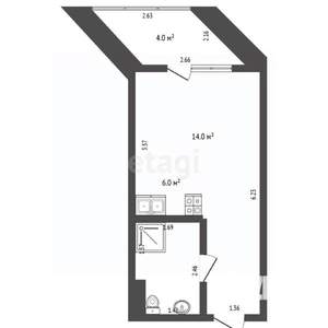 Студия квартира, вторичка, 23м2, 1/10 этаж