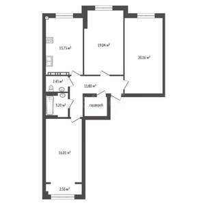 3-к квартира, вторичка, 87м2, 2/5 этаж