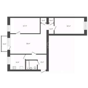 3-к квартира, вторичка, 57м2, 1/5 этаж