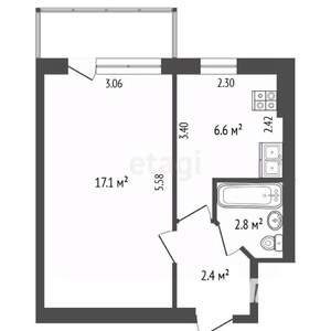 1-к квартира, вторичка, 29м2, 4/5 этаж
