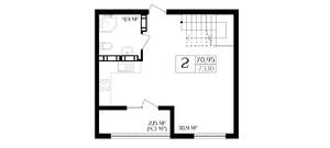 2-к квартира, вторичка, 71м2, 9/10 этаж