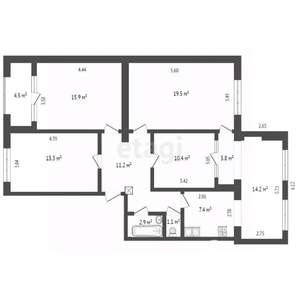 4-к квартира, вторичка, 100м2, 1/5 этаж